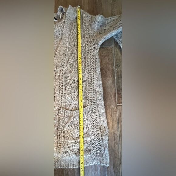 Atmosphere Tight Knit Cable Cardigan Sz 10 Tan Button Down Cottagecore - Picture 6 of 9